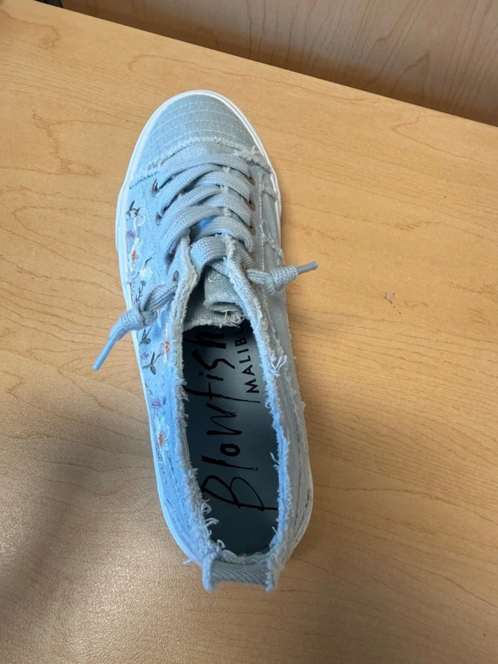 Blowfish Ice Blue Denim Floral-Accent Sneakers - Picture 3 of 6